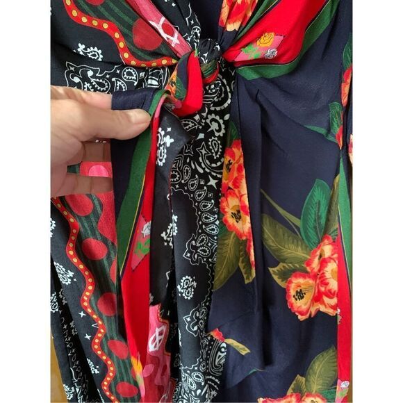 Desigual Dana Draped Print Mini Dress Blue Multi Size 6 - Picture 8 of 12